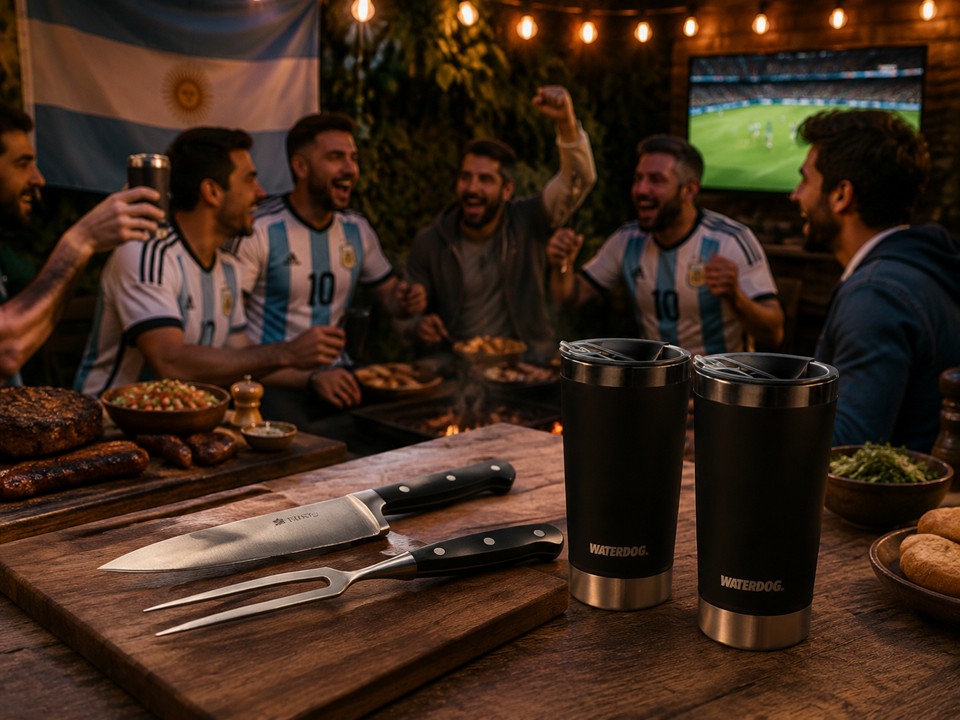 SET TRENTO 2P CUCH/TRIN POM MULTI + 2 VASOS CERVECEROS TERMICOS