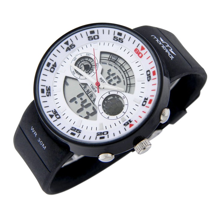 RELOJ NEGRO MONTREAL ACERO-CALENDARIO